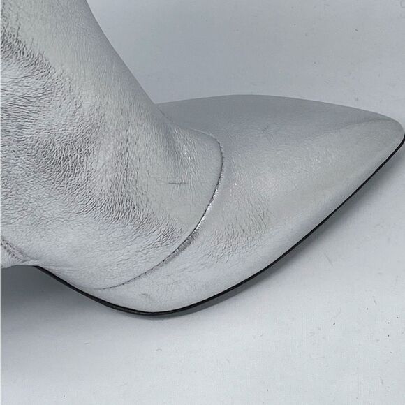 Moschino Logo-Detailed Metallic Leather High-Heel Booties size 38 - Picture 11 of 15